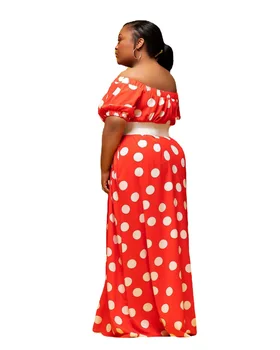 XL-5XL 2021 ljeto plus size ženska odjeća, moda seksi svakodnevni crvena točka ispis kratkih rukava duga haljina Veleprodaja Дропшиппинг