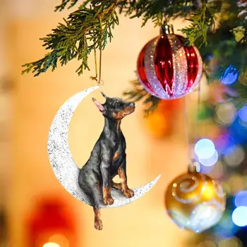 Božićni Drvene Dekoracije Božićno Drvce Osnovna Pas Sjedi Na Mjesecu Ukras Ukrasni Privjesci Božićne Zidnim Ukrasima