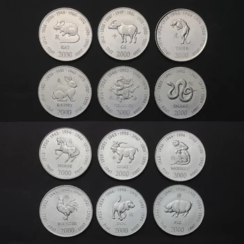Somalija 12 kovanica kompletan set od 12 Kovanica Zodijaka 10 šilinga Pravi Originalne Kovanice Pravi Kolekcionarski Kovanice Izdavanja Unc