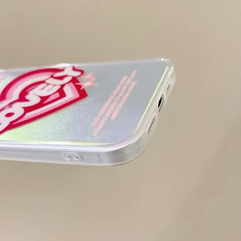 Modni Gradient Laserski Uzorak Srca Ljubavi Prozirnu Torbicu za iPhone 11 12 Pro Max X XS XR 7 8 Plus Novi prekrasni Противоударная poklopac 1