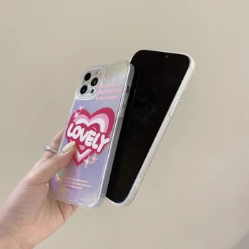 Modni Gradient Laserski Uzorak Srca Ljubavi Prozirnu Torbicu za iPhone 11 12 Pro Max X XS XR 7 8 Plus Novi prekrasni Противоударная poklopac 5