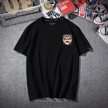 Harajuku Crtani Lavljom glavom s po cijeloj površini Muška t-shirt Ljeto Pamuk Unisex Odjeća u kineskom stilu Kreativni Hip-hop Standardna vanjska odjeća