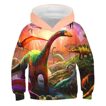 Dječaci Smiješno Dinosaur 3D Print Majica sa kapuljačom Crtani film dugih rukava Dječji pulover u stilu Jurassic Park Proljeće Dječja odjeća za djevojčice 4-14 godina 5